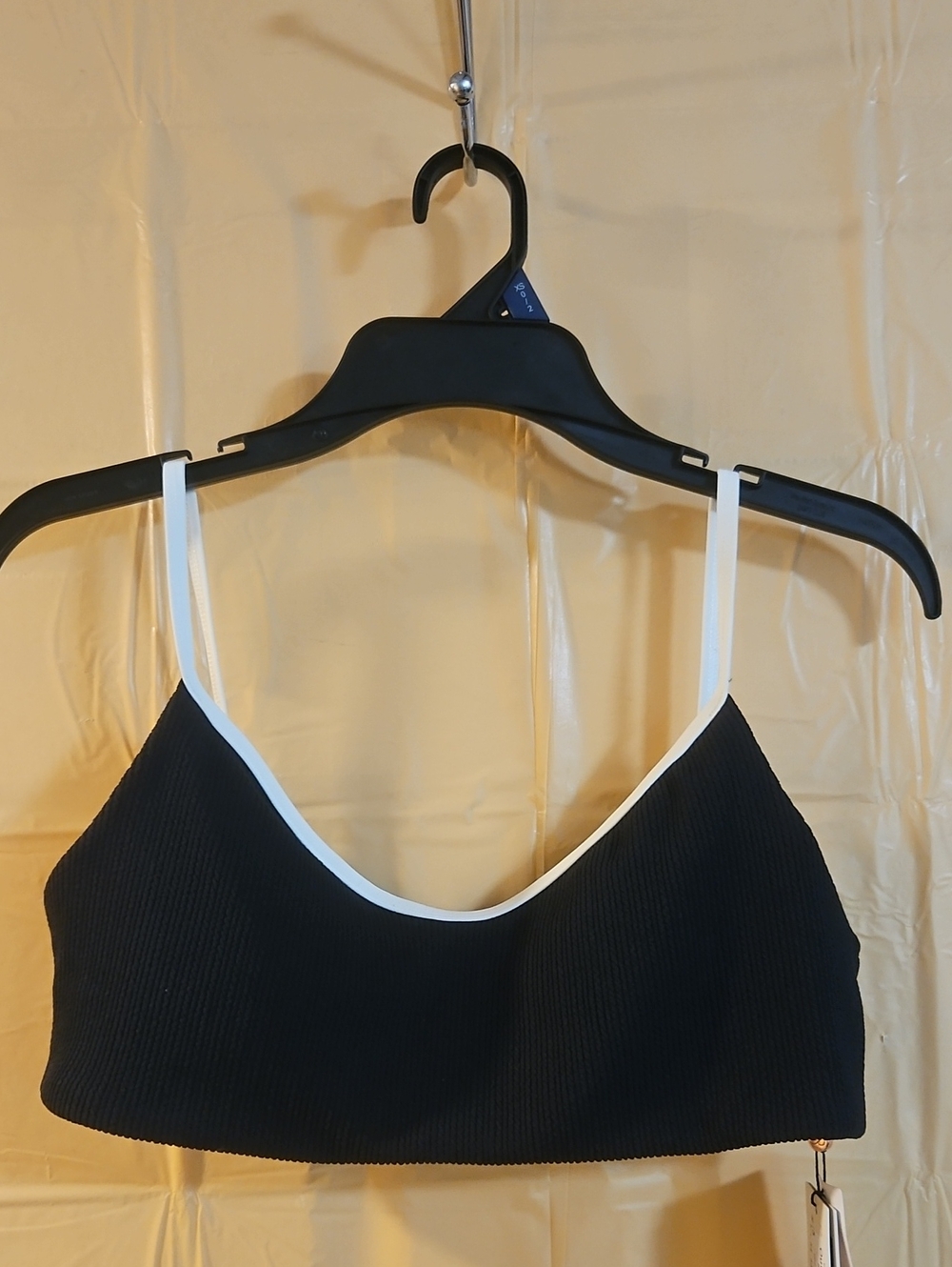 CALIA Women's Tipped Strappy Open Back Swim Top: BLACK: NEW WITH TAGS: SIZE L